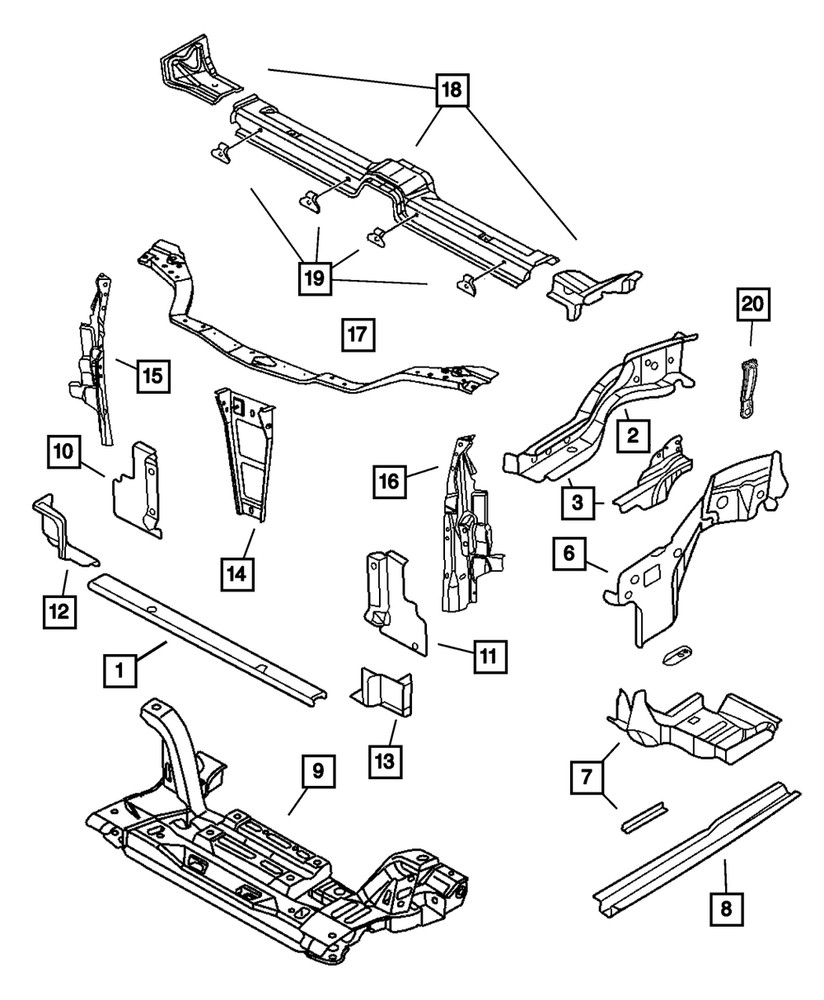 Genuine Mopar Frame Front Rail Right 5017066AD