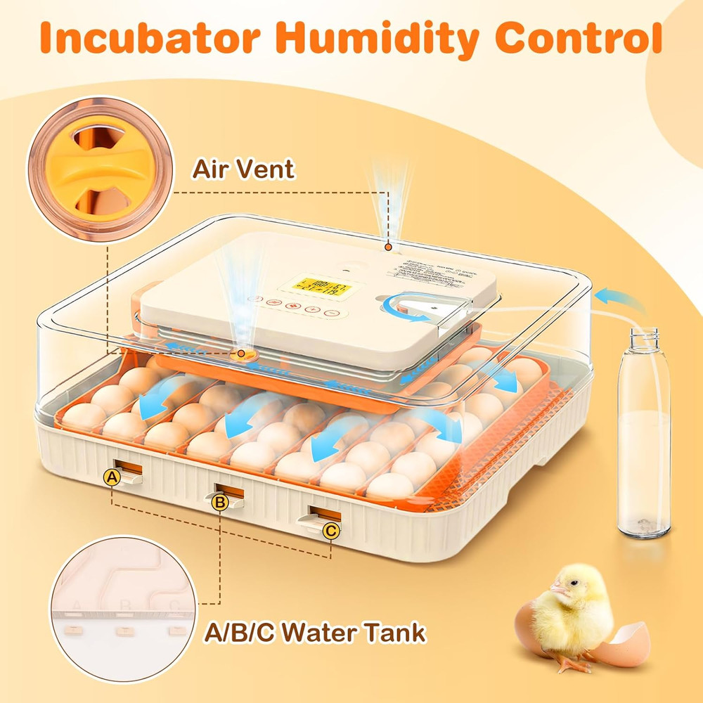 56 Egg Incubator with Auto-Turning, Hatching Temperature & Humidity Control
