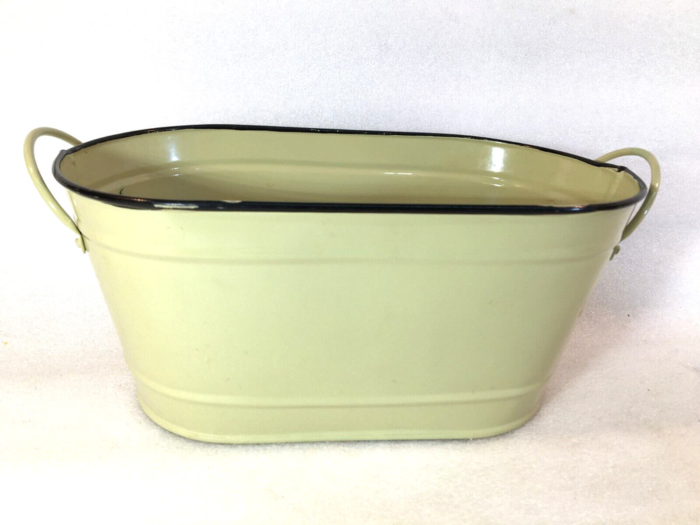 Green Painted Metal Gift Basket Planter