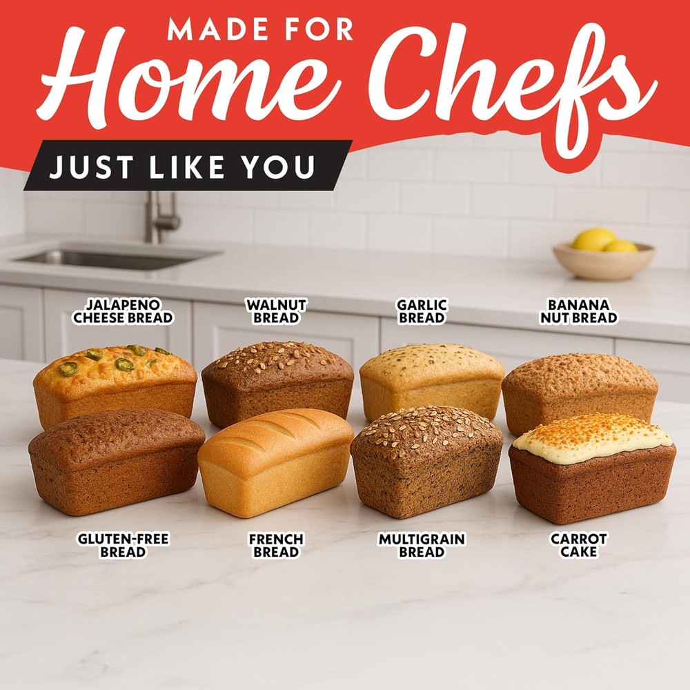 2 LB Bread Maker with 13 Settings, Jam Mode & Auto Dispenser for Fresh Bread