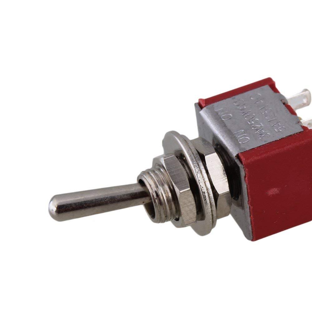 2pcs AC125V 6A Electirc 2 Position Toggle Switch 13*32mm Red+Chrome