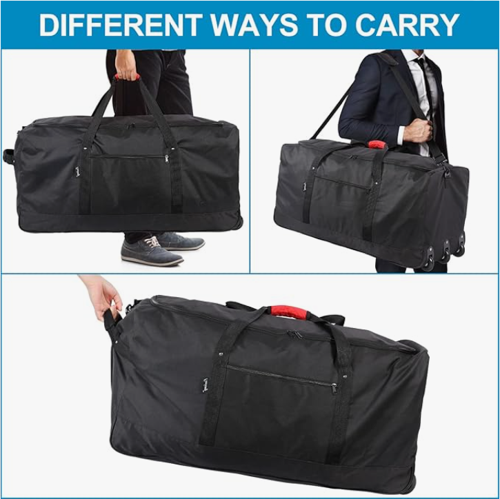 120L Foldable Rolling Duffel Bag with 3 Wheels Light Weight Travel Duffel Bag
