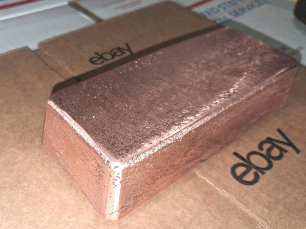 BEAUTIFUL 4lb 10oz .999 PURE SOLID COPPER INGOT POURED 74oz