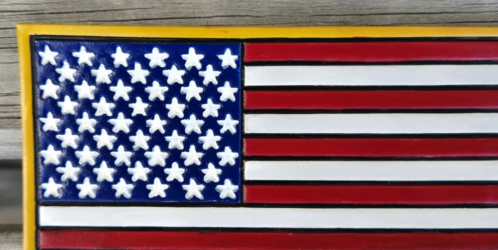 Painted Leather Flag USA Squadron Patch A-2 3×5 Inch