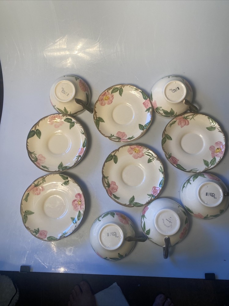 5 Franciscan Desert Rose Tea Cups & Saucers