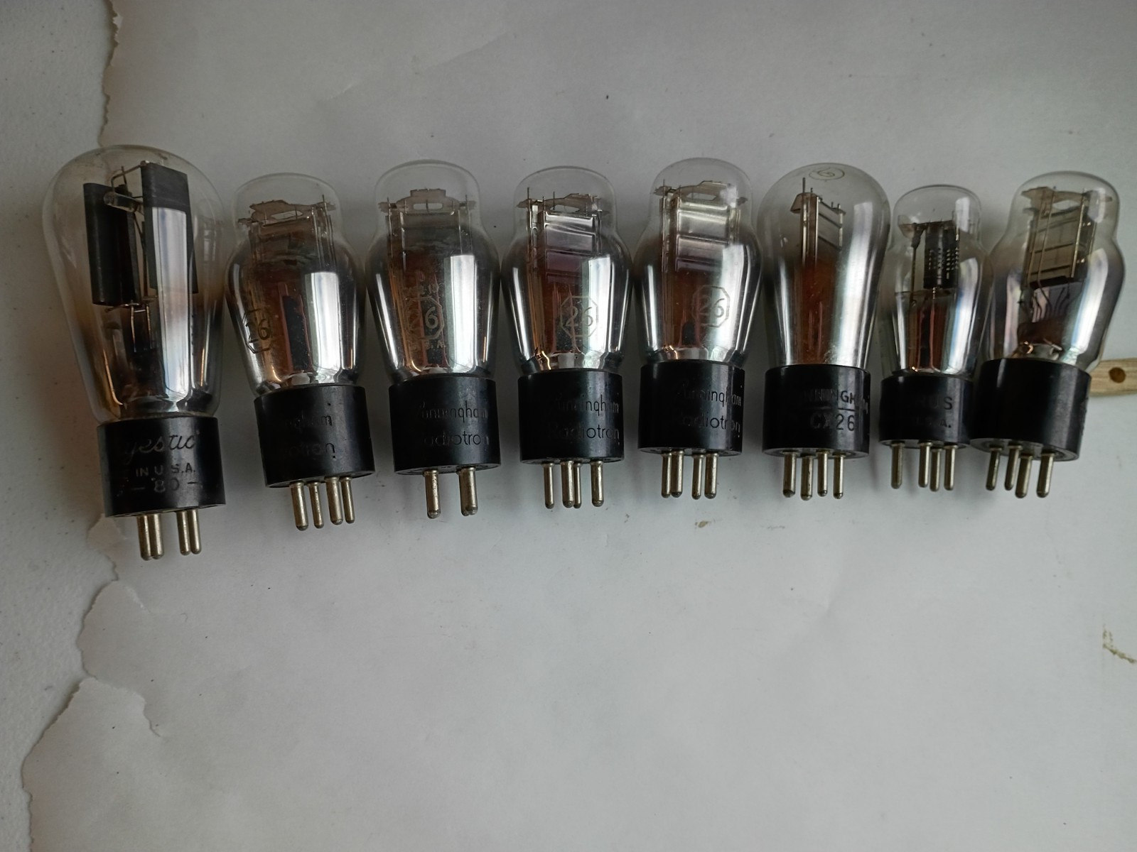 8 Tube Complement From A 1928 Atwater Kent Model 44 Radio - See Description