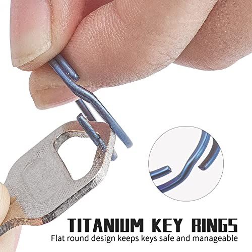Titanium Key Chain Rings Split Rings 4 Pack – Durable, Blue - 20mm / 0.79inch