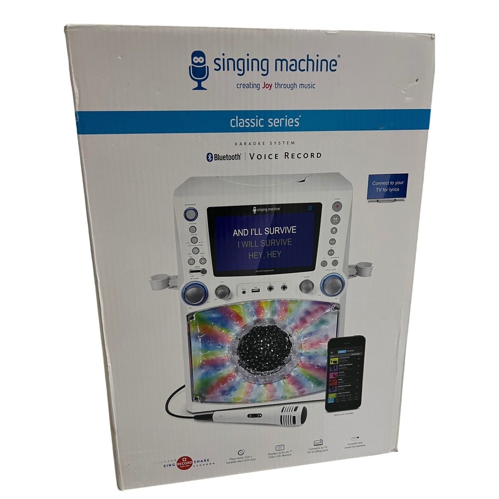 Singing Machine Classic Series Karaoke System Bluetooth CD+G White STVG785BTW