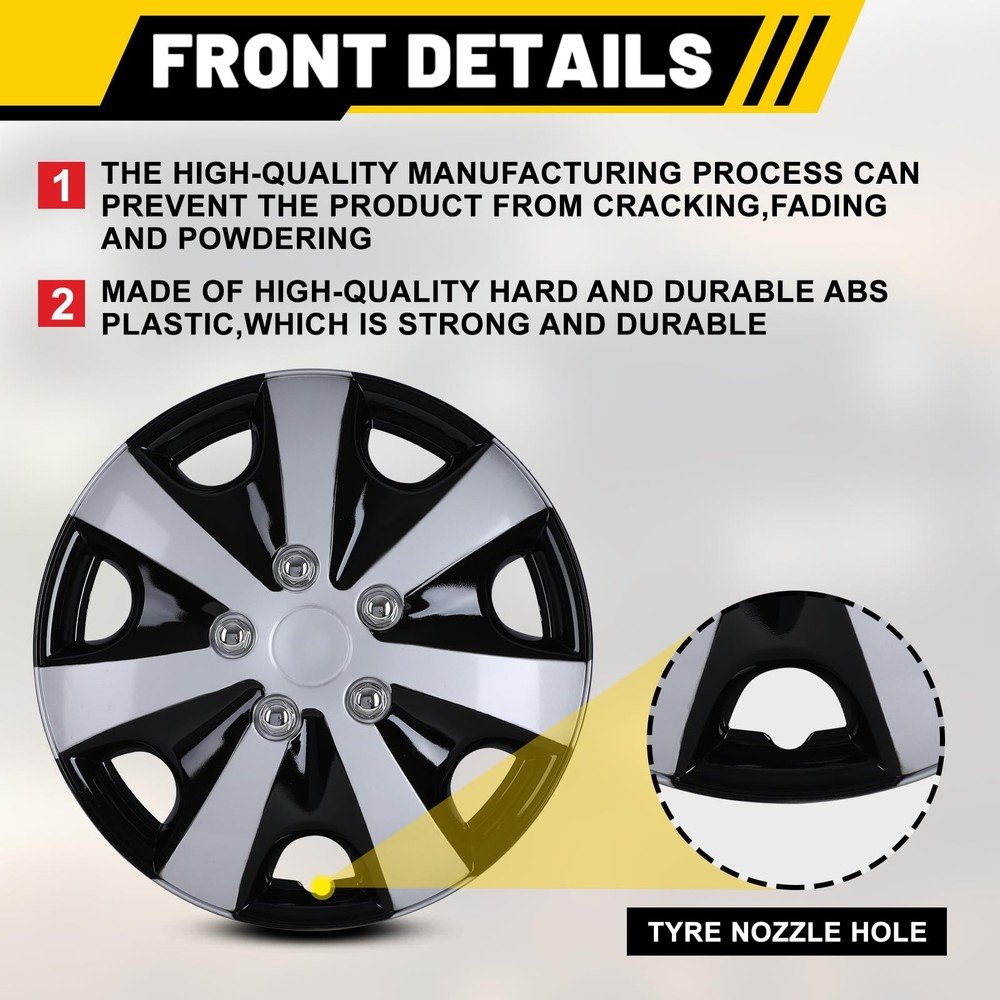 Wheel Hubcap Covers Silver Lacquer & Black Lacquer