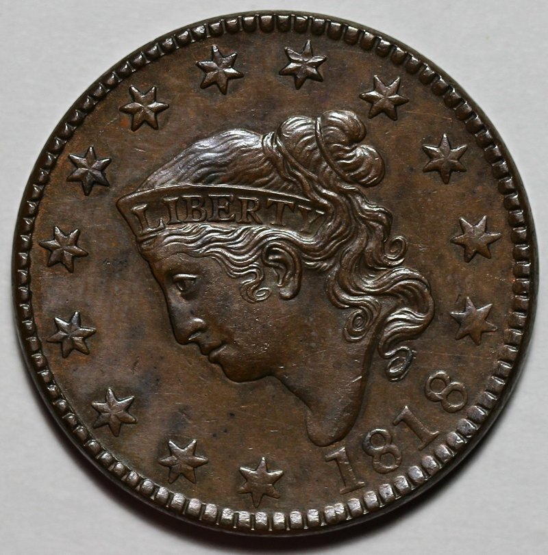 1818 Coronet Head Large Cent - US 1c Copper Coin