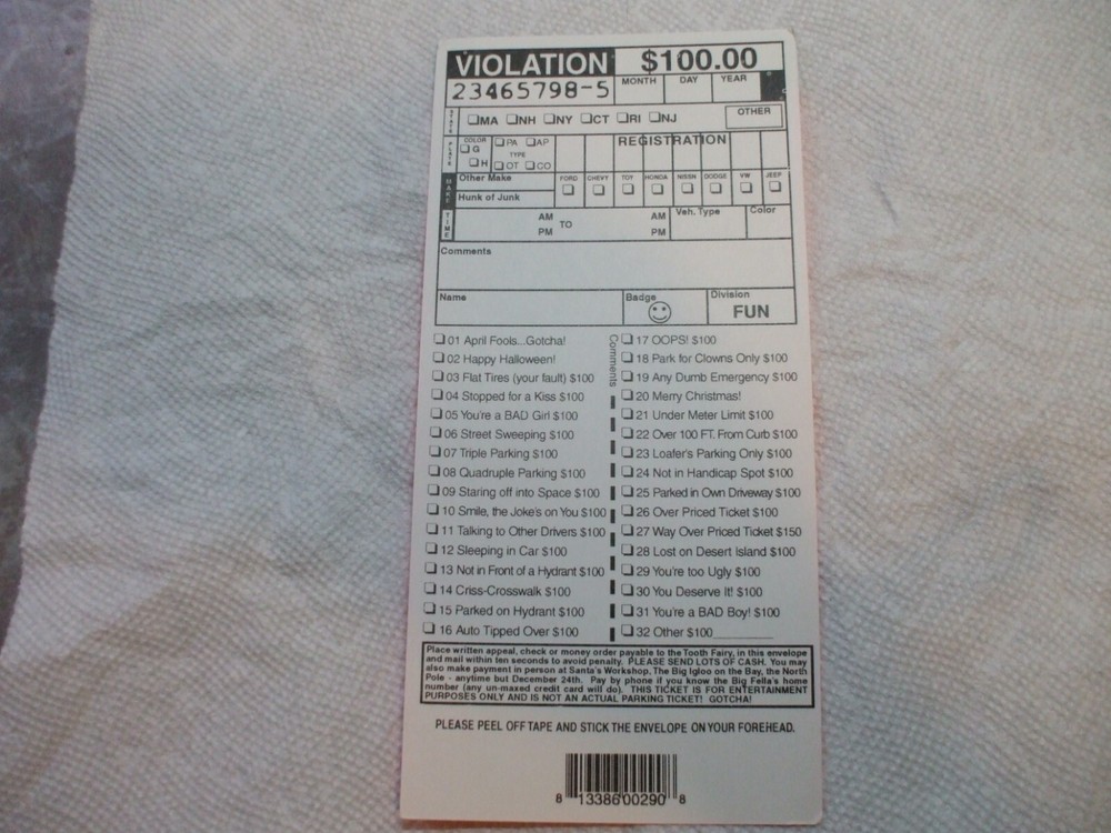 10 Fake Parking Tickets
