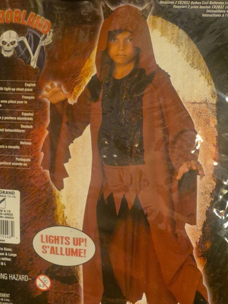 Light Up Devil Kids Costume (Kids Size L 12-14)