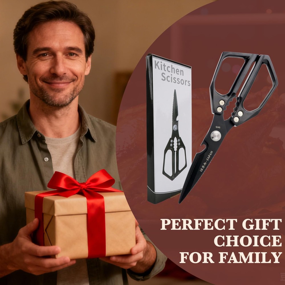 Kitchen Scissors, Heavy Duty Stainless Steel Kitchen Shears, Sharp Black Meat...