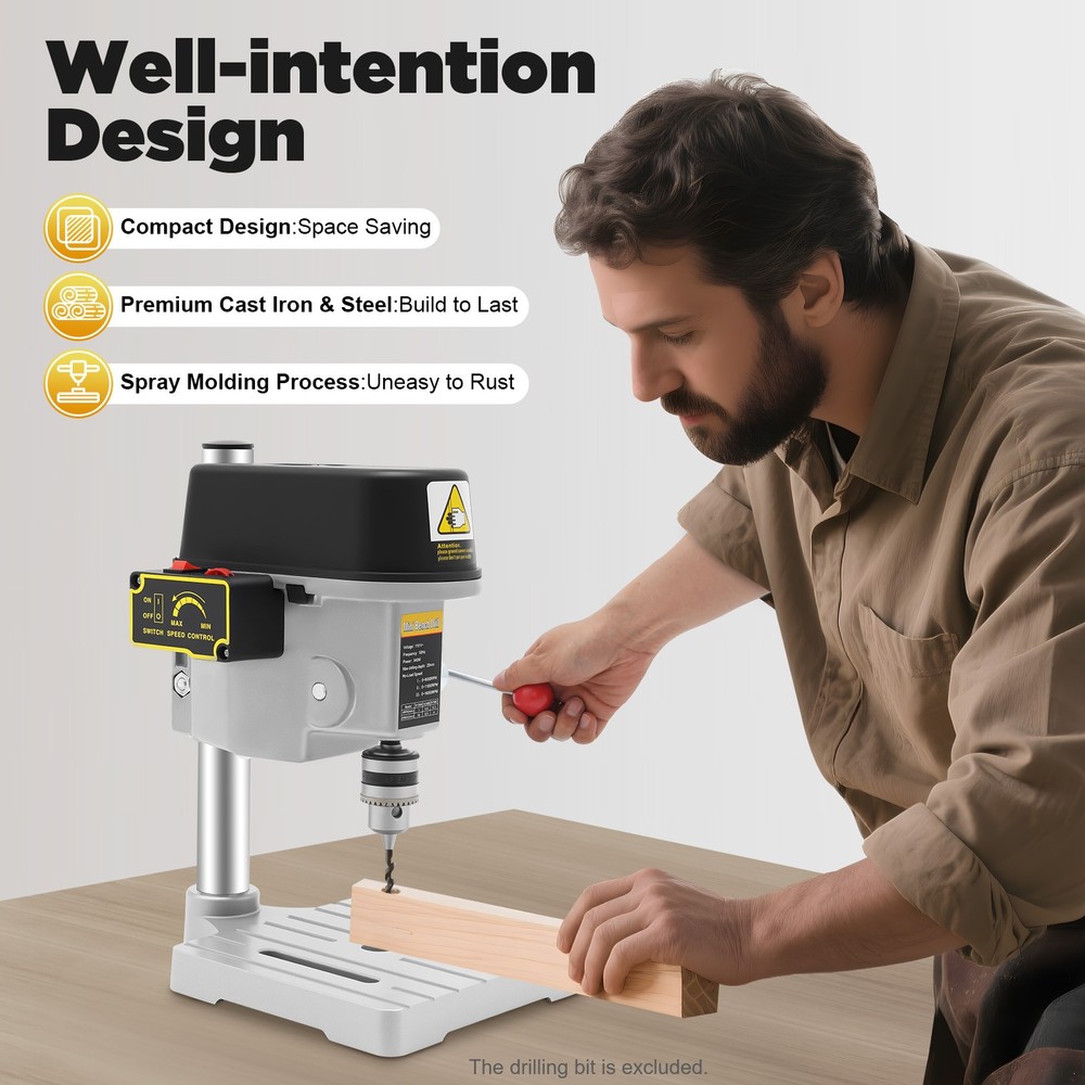 340W Mini Bench Drill Press Portable Bench Drill Machine Corded Mini Table Drill