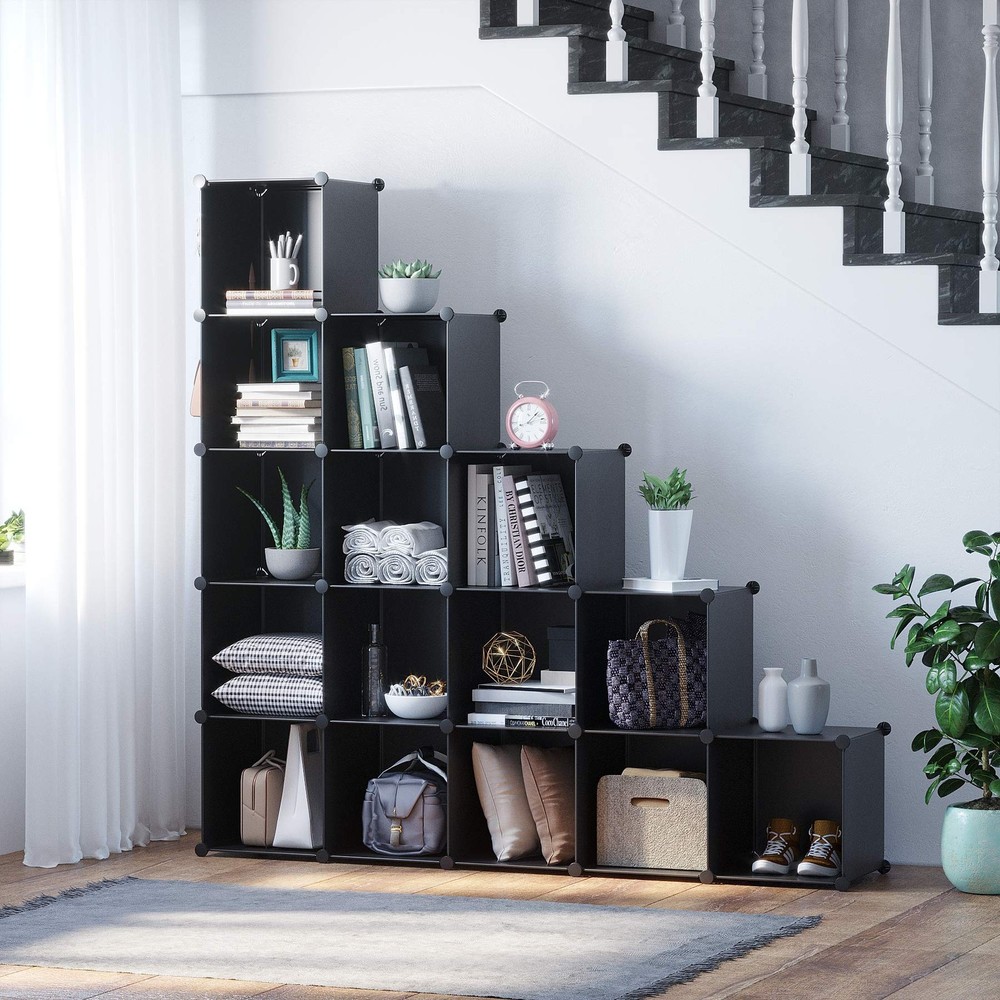 &AHOME Cube Storage Organizer, 16-Cube Shelves Units, Plastic Storage Cubes, ...