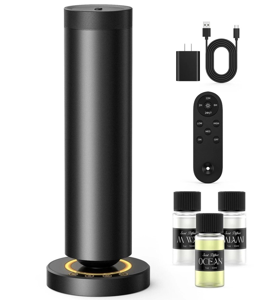 Dakomoda Waterless Diffuser with 90ML Essential Oils, Covers 1000 Sq Black