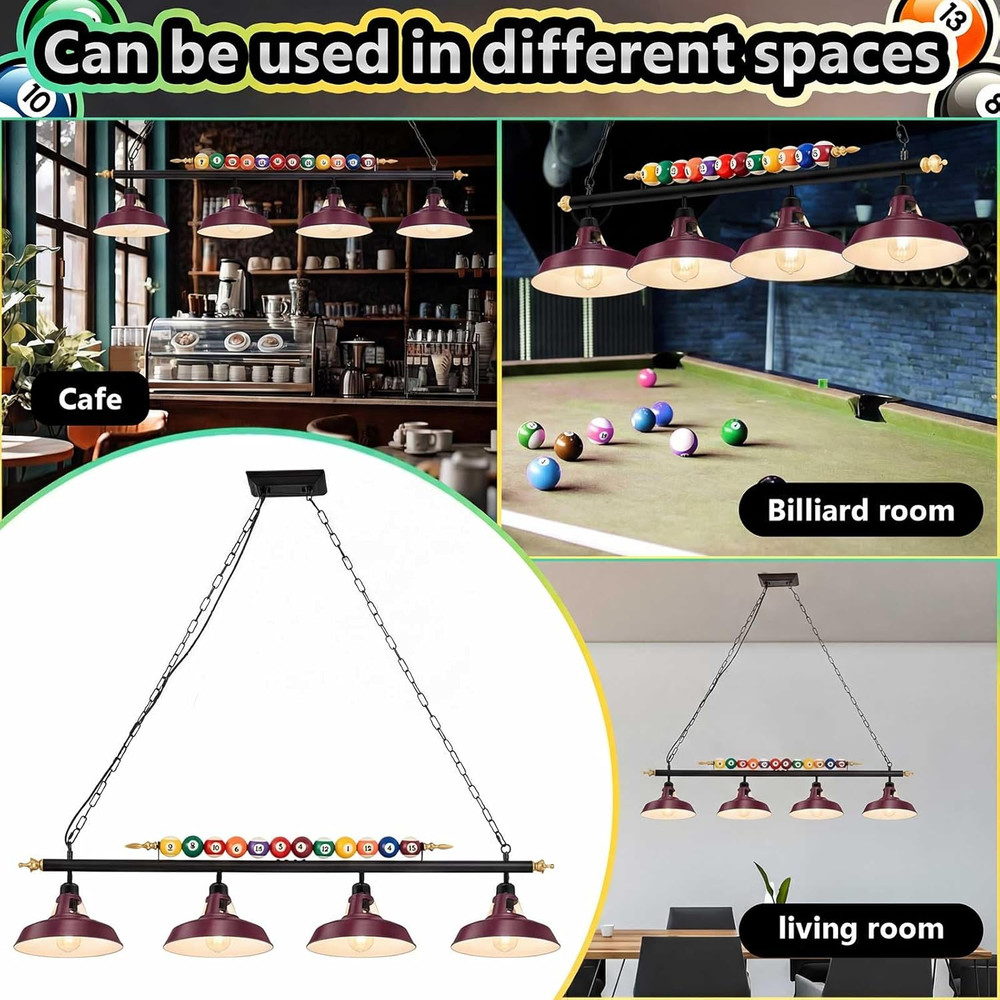 Adjustable Pool Table Lights for 7'-8' Billiard Light Hanging Pool Table Fixture
