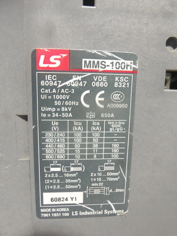 LS MMS-100H Manual Motor Starter 50A