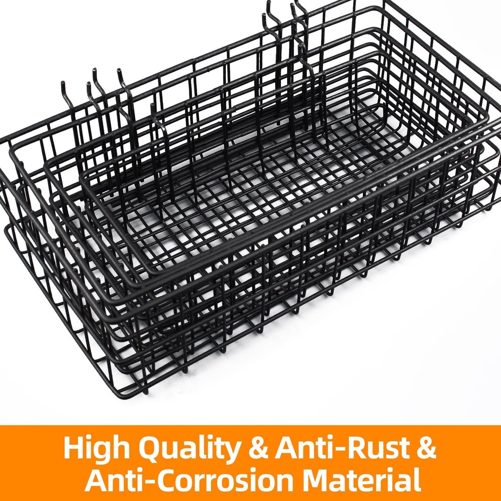 NOEAIKE 4 Pack Pegboard Baskets Hooks Set, Square Style 4 Size Peg Board Orga...