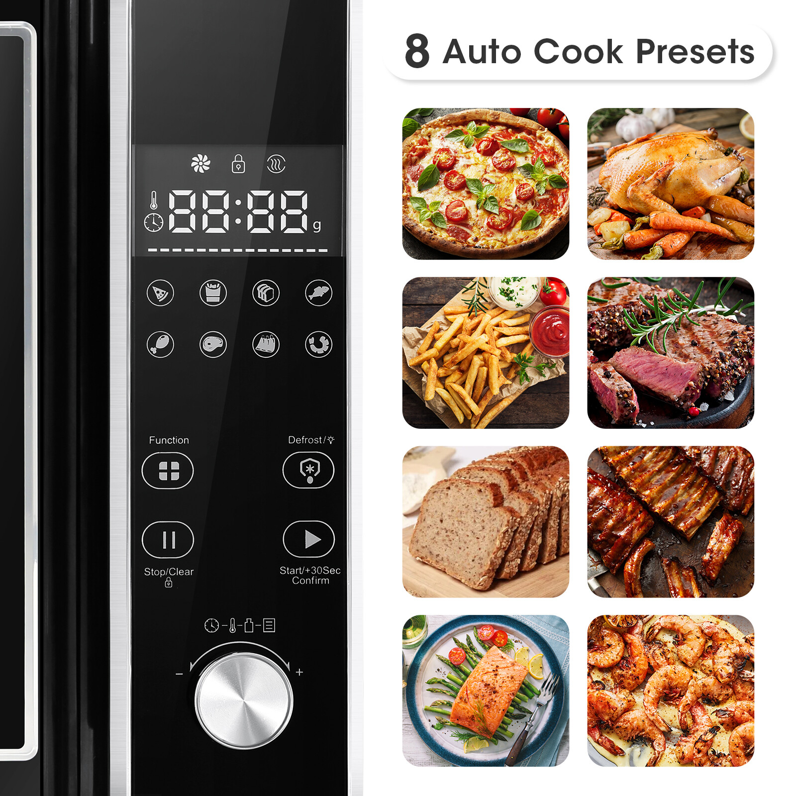 Smart 24L Microwave Oven Air Fryer Combo Cooker LED Display Countertop Kitchen