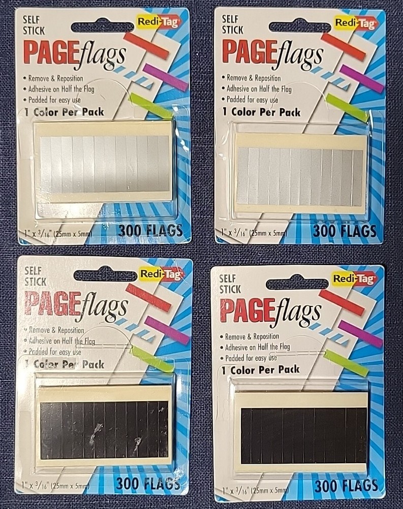 Redi-Tag Remove & Reposition Page Flags (2) Black (2) Silver 300/Flags Per Pack