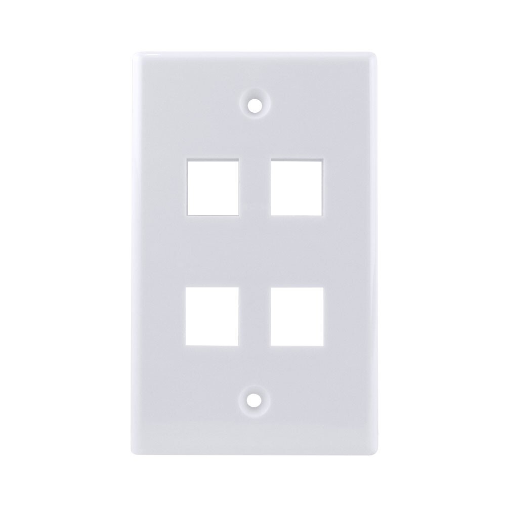 Construct Pro™ Single-Gang 4-Port Keystone Wall Plate (White)