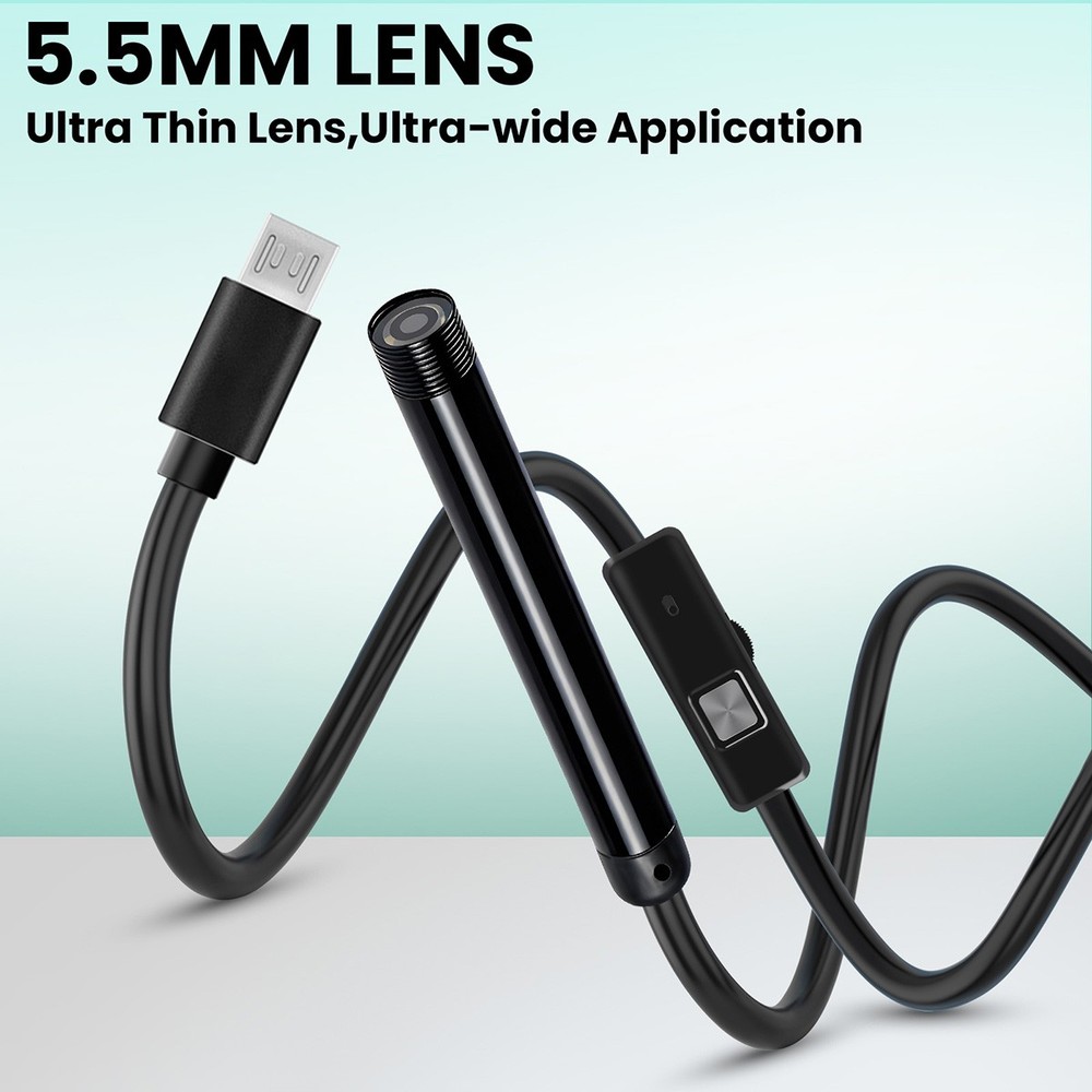 2M 6LED Borescope Endoscope HD Snake Inspection Camera 3in1 for Android PC IOS