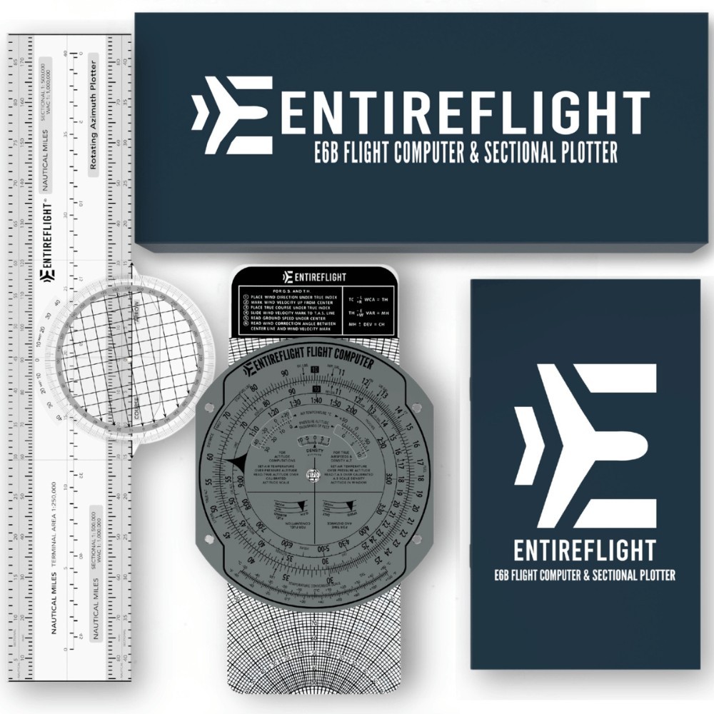 EntireFlight E6B Flight Computer & Sectional Plotter Bundle Aviation Pilot