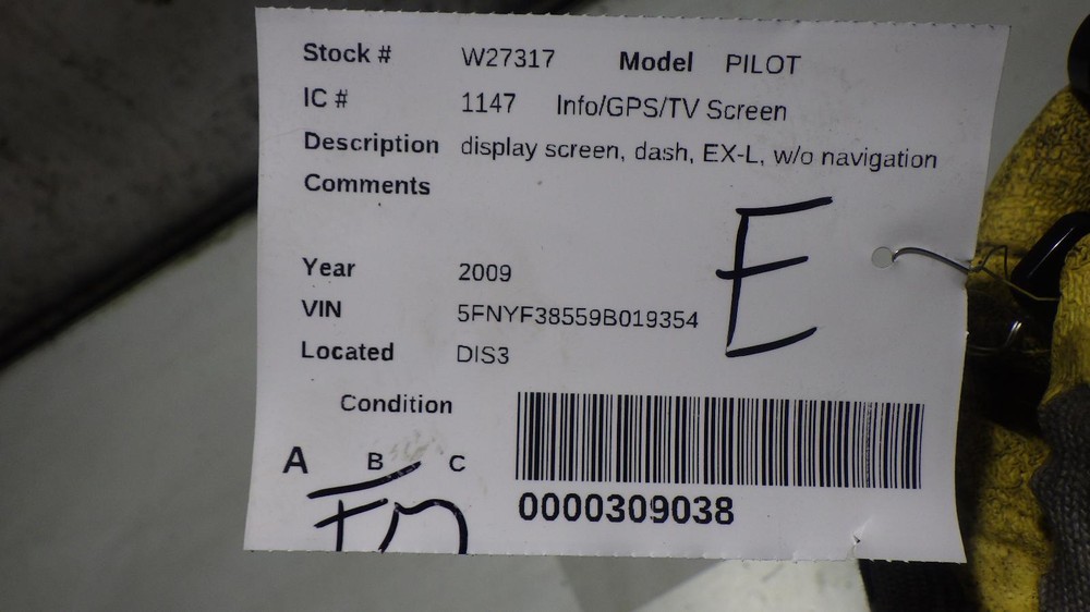 09 HONDA PILOT Info Screen