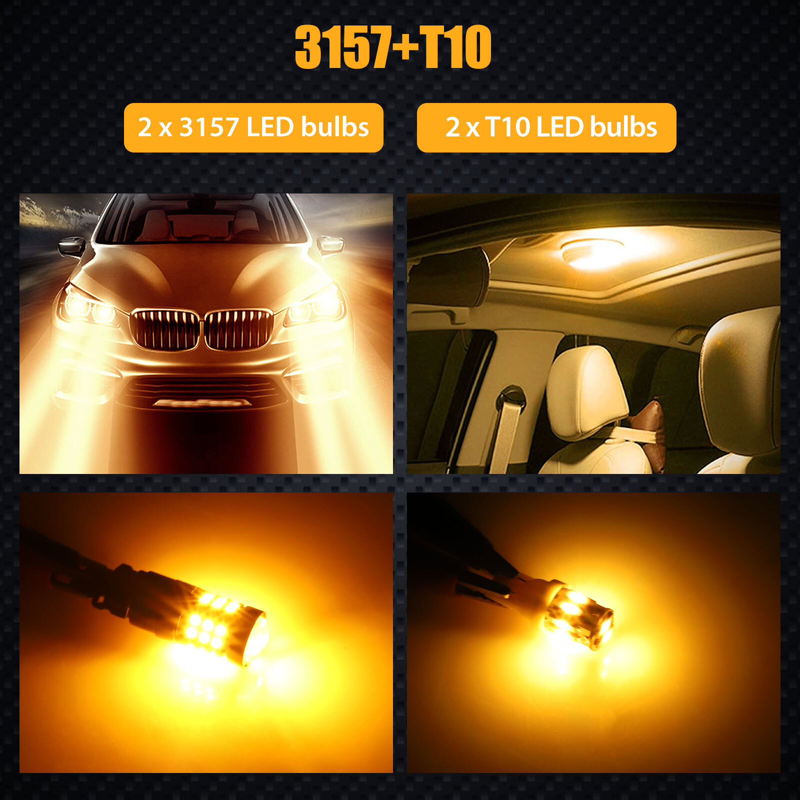 4x Amber LED Turn Signal Light + Side Marker Bulb For Chevy Silverado 1500 Tahoe