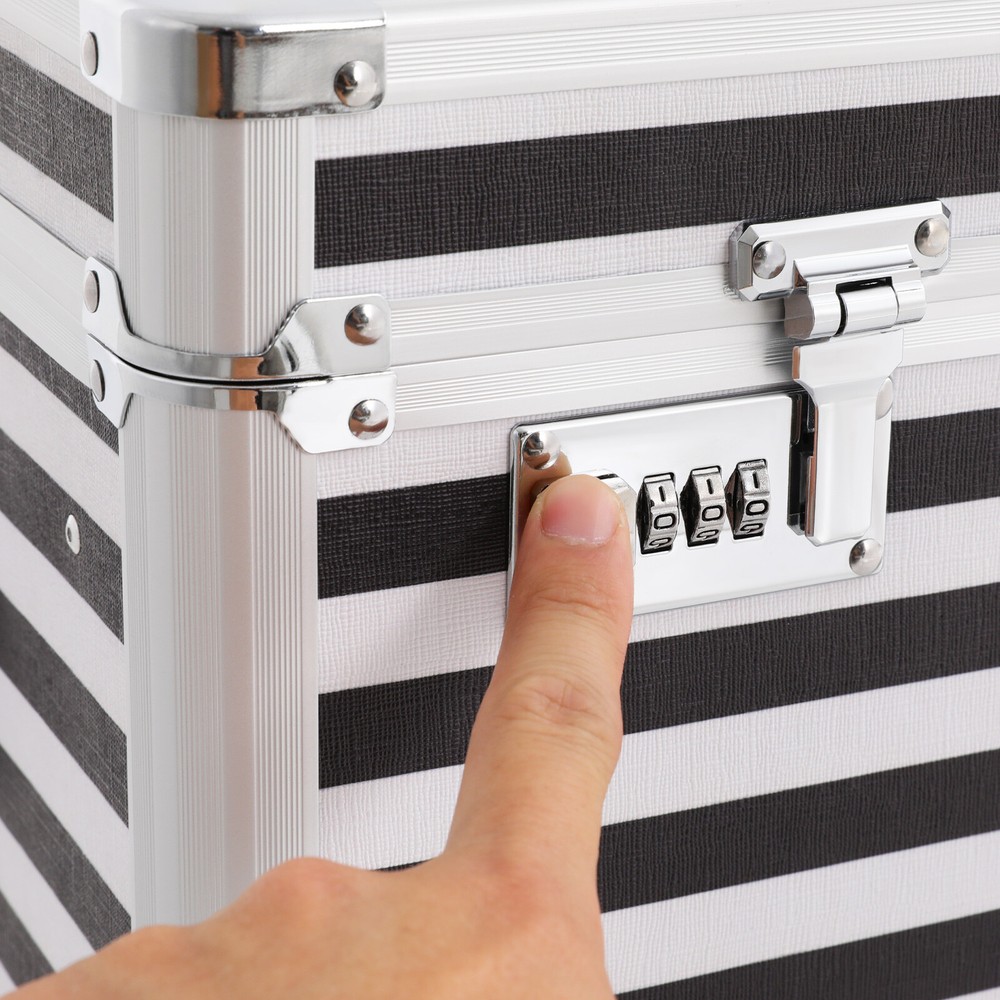 Lockable Mobile Rolling File Storage Chest Letter Document Telescopic Pole Case