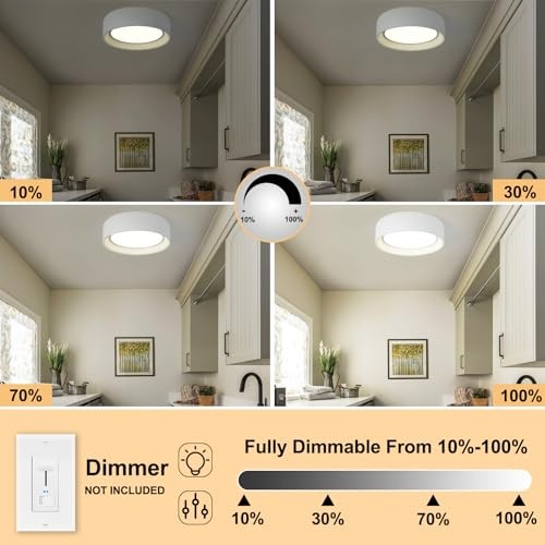 Dimmable Flush Mount Ceiling Light,24W LED Ceiling Dimmable 11.81 Inch White