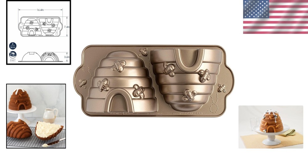 10-Cup Toffee Beehive Cake Pan - Oven Safe, Includes Nonstick Features
