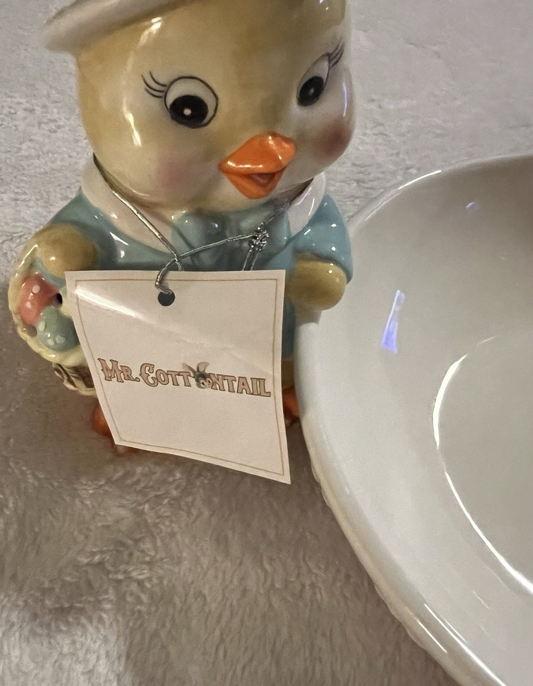 Mr. Cottontail 8" Ceramic Easter Illuminated Candy Dish Chick & Easter Basket
