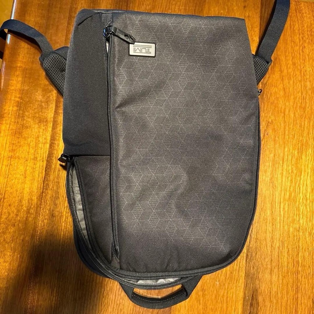 TUMI geometric pattern black backpack