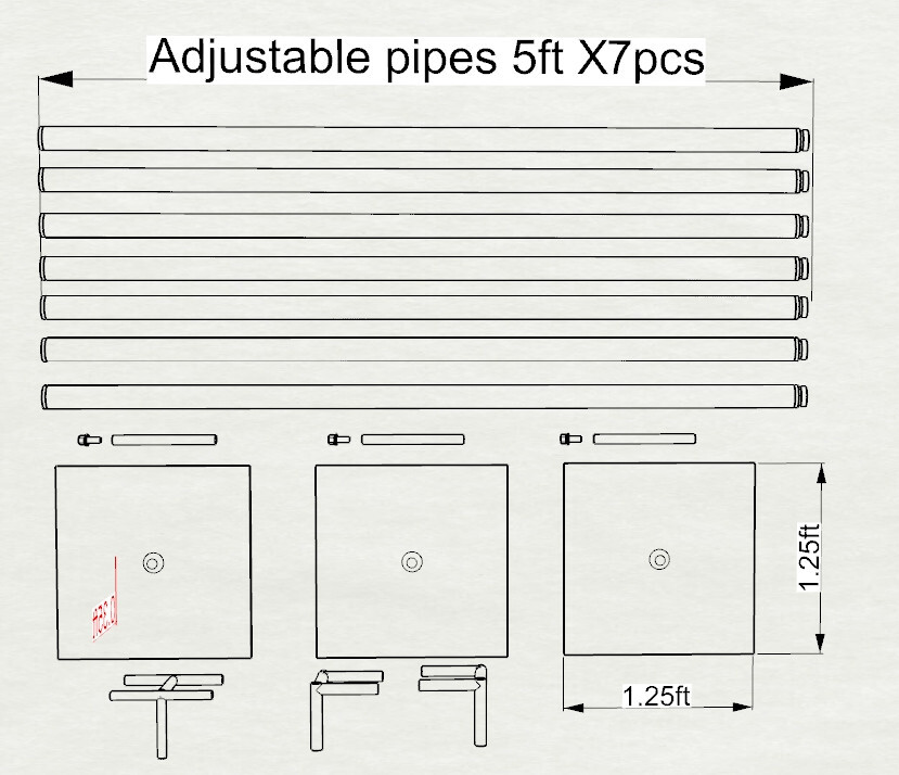 DOUBLE CROSS BAR ADJUSTABLE QUICK BACKDROP KIT 10FT x 20FT PIPE WITHOUT DRAPE