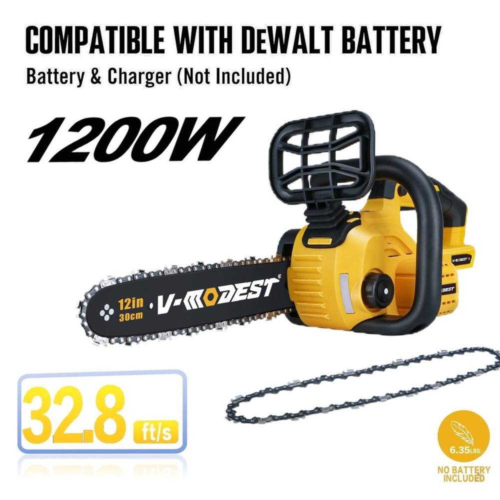 12" Brushless Compact Cordless Chainsaw For DEWALT 20V MAX Battery w/2 Chains