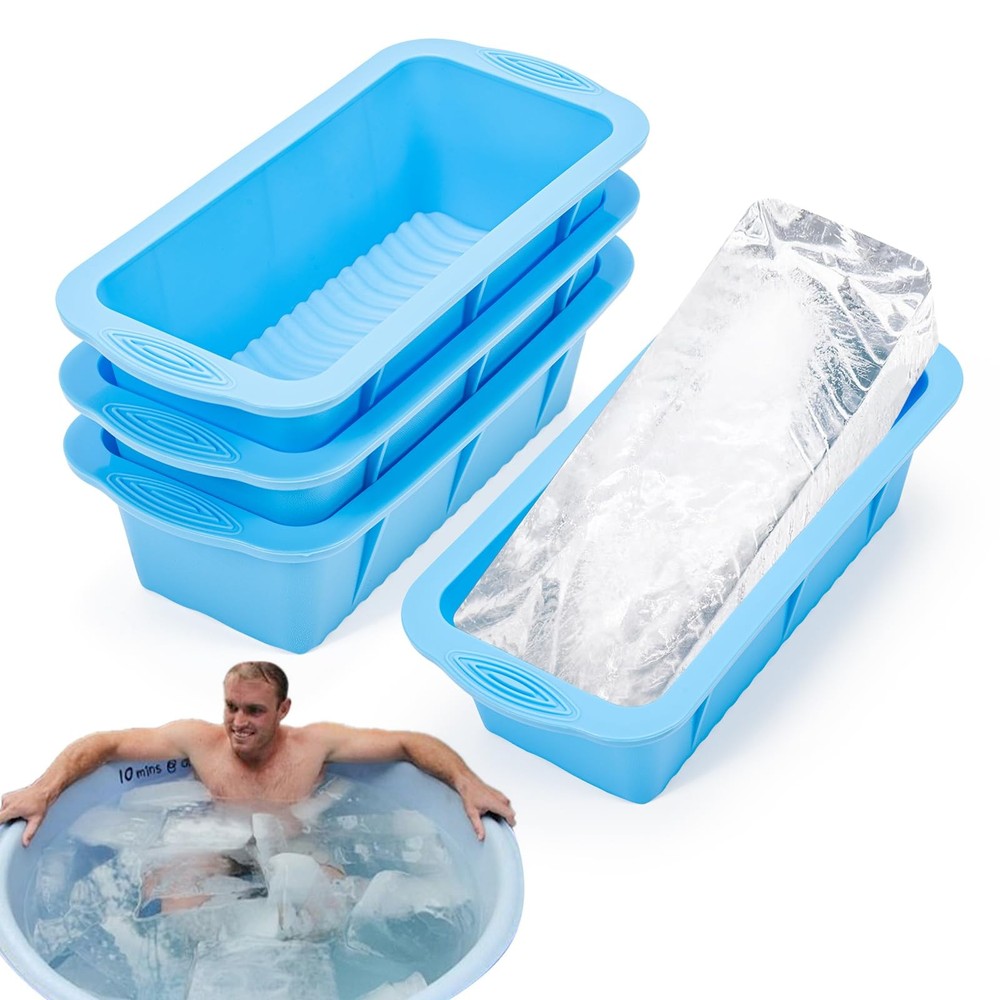 Extra Large Ice Block Mold for Bath, 4 Pack 9.4lb Big Large, Blue