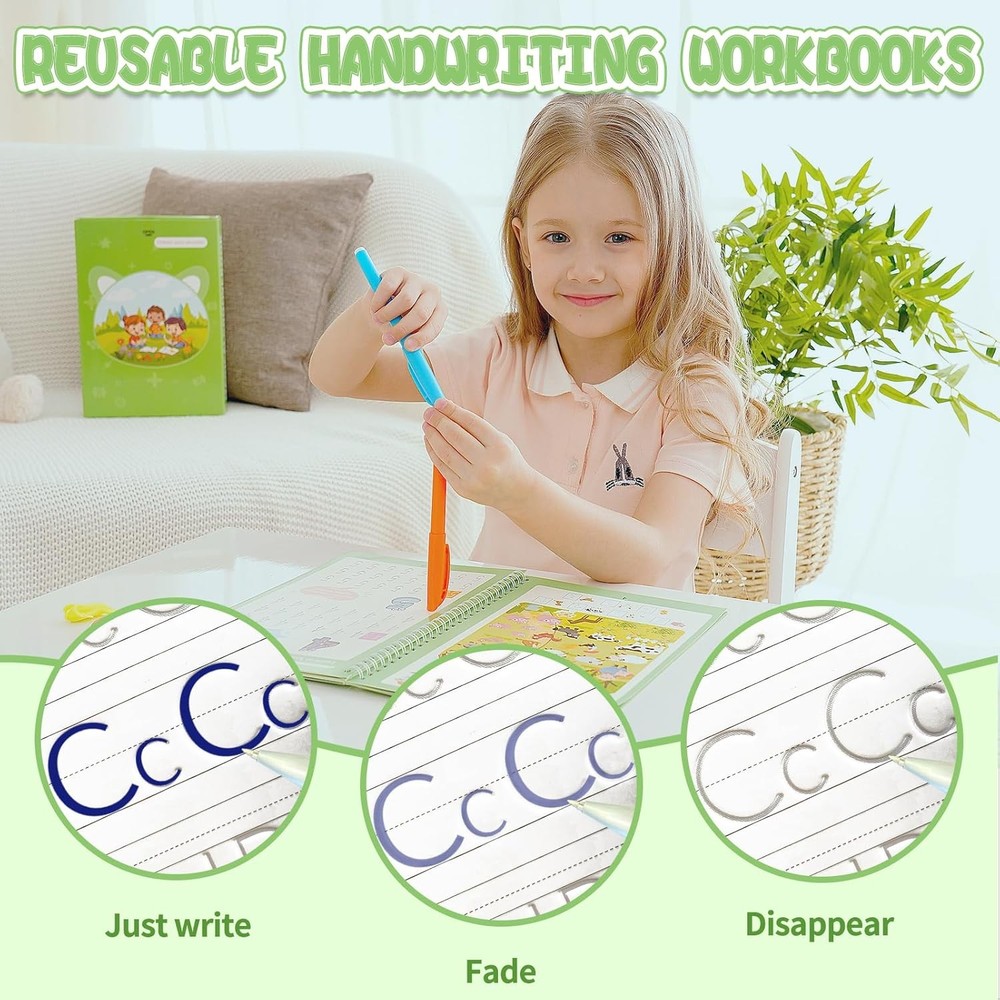 Reusable Grooved Handwriting Workbooks,Magic Copybook,Magic Writing Red