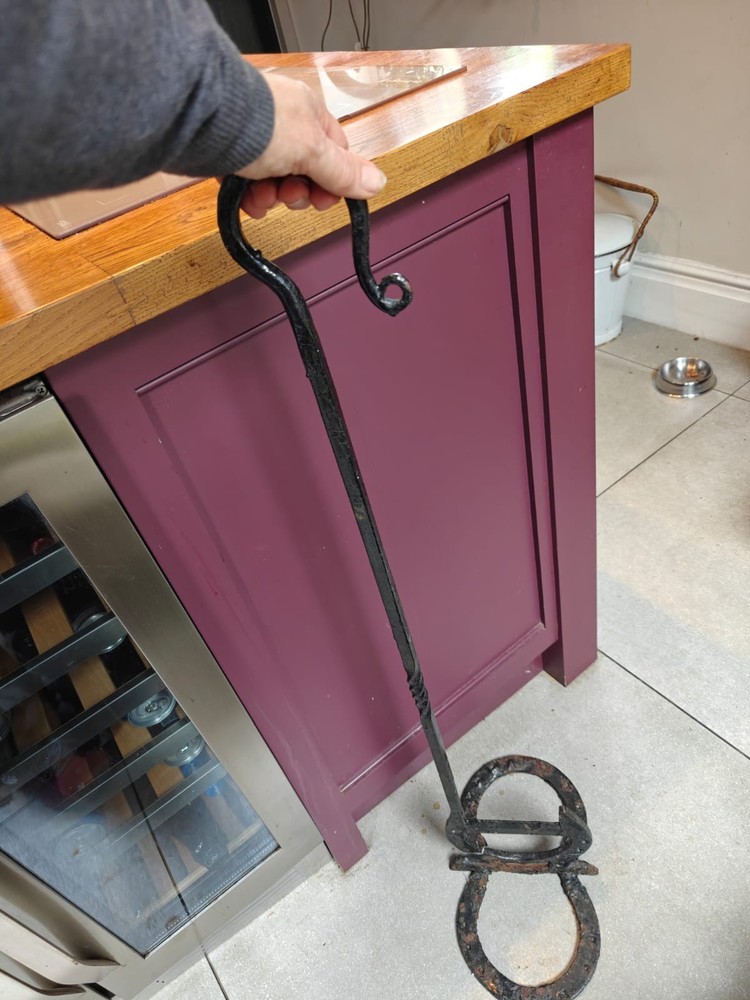 Vintage wrought iron Blacksmith made boot scraper - 100cm high