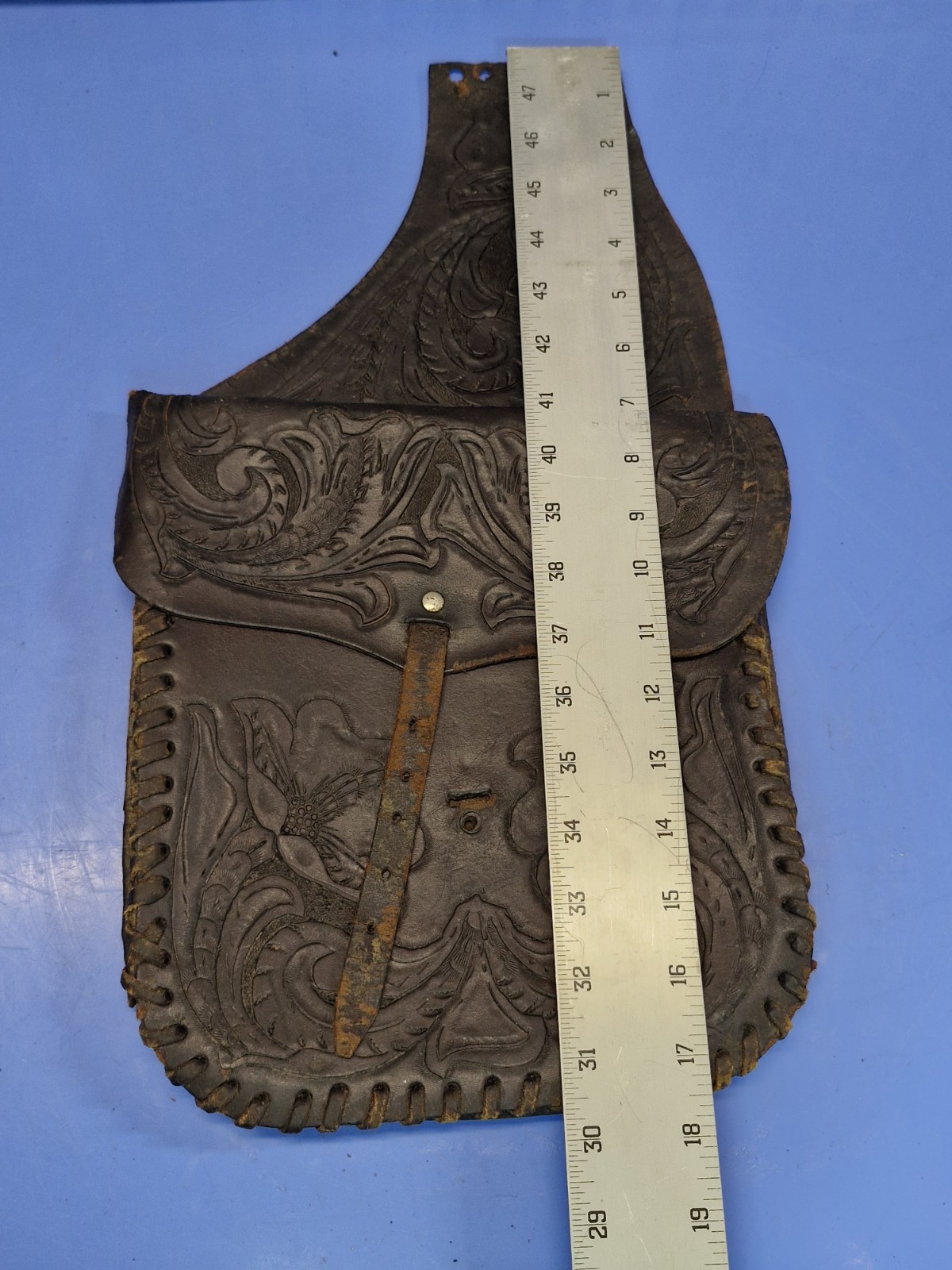 Vintage Tooled Leather Saddle Bags Motorcycle Saddlebag Set Floral Western