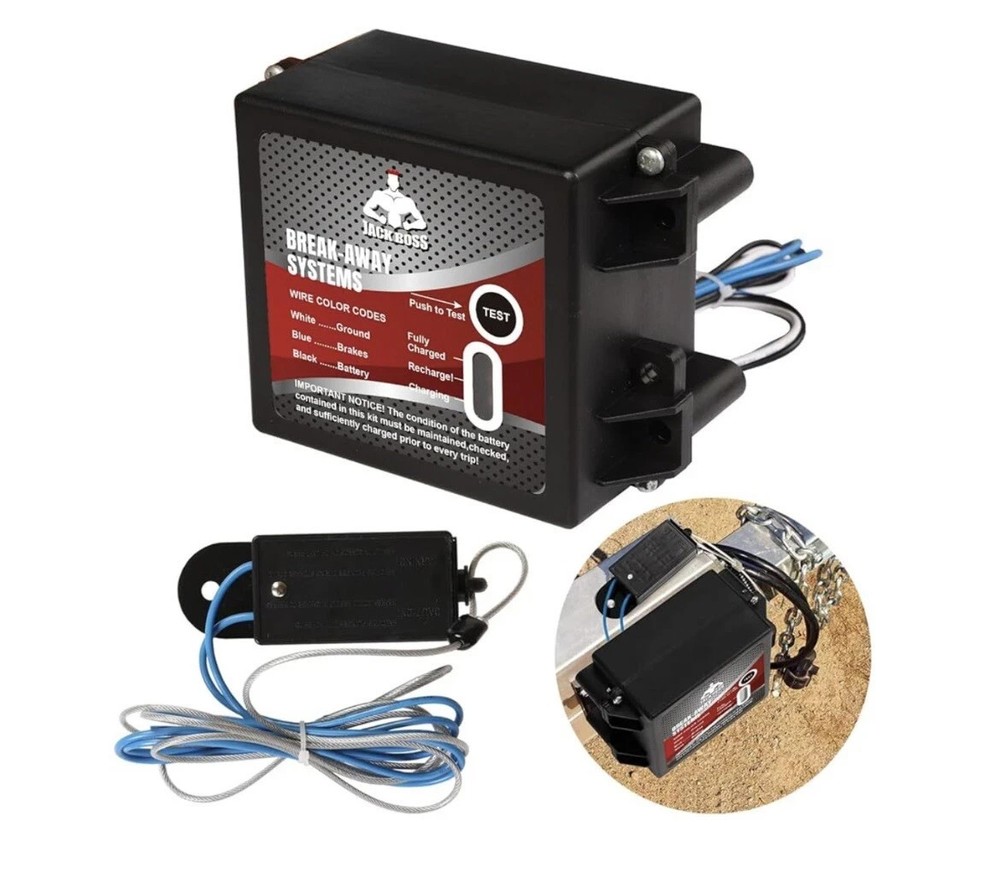Jack Boss Upgraded Trailer Breakaway Kit, LED Test Controller System with SET