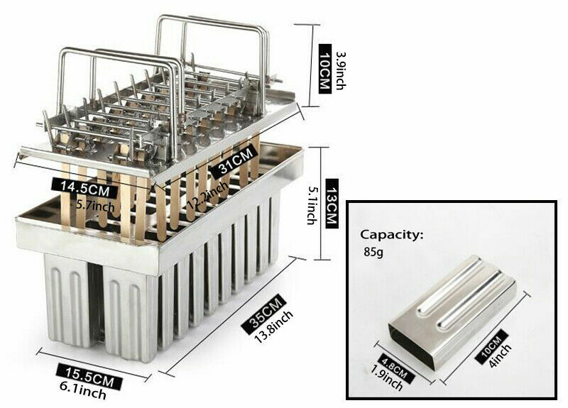 20pcs  Molds for Ice Lolly Popsicle Ice Catering Stainless Steel for ice cream