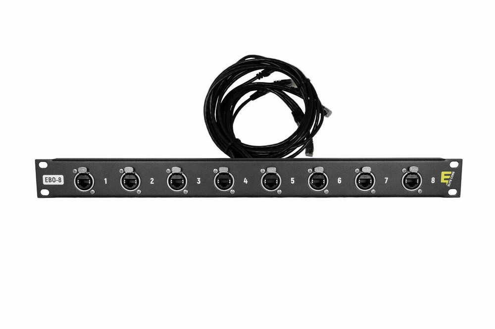 1 space Ethernet Breakout Panel w/8 RJ45 Ethercon Jack Connectors