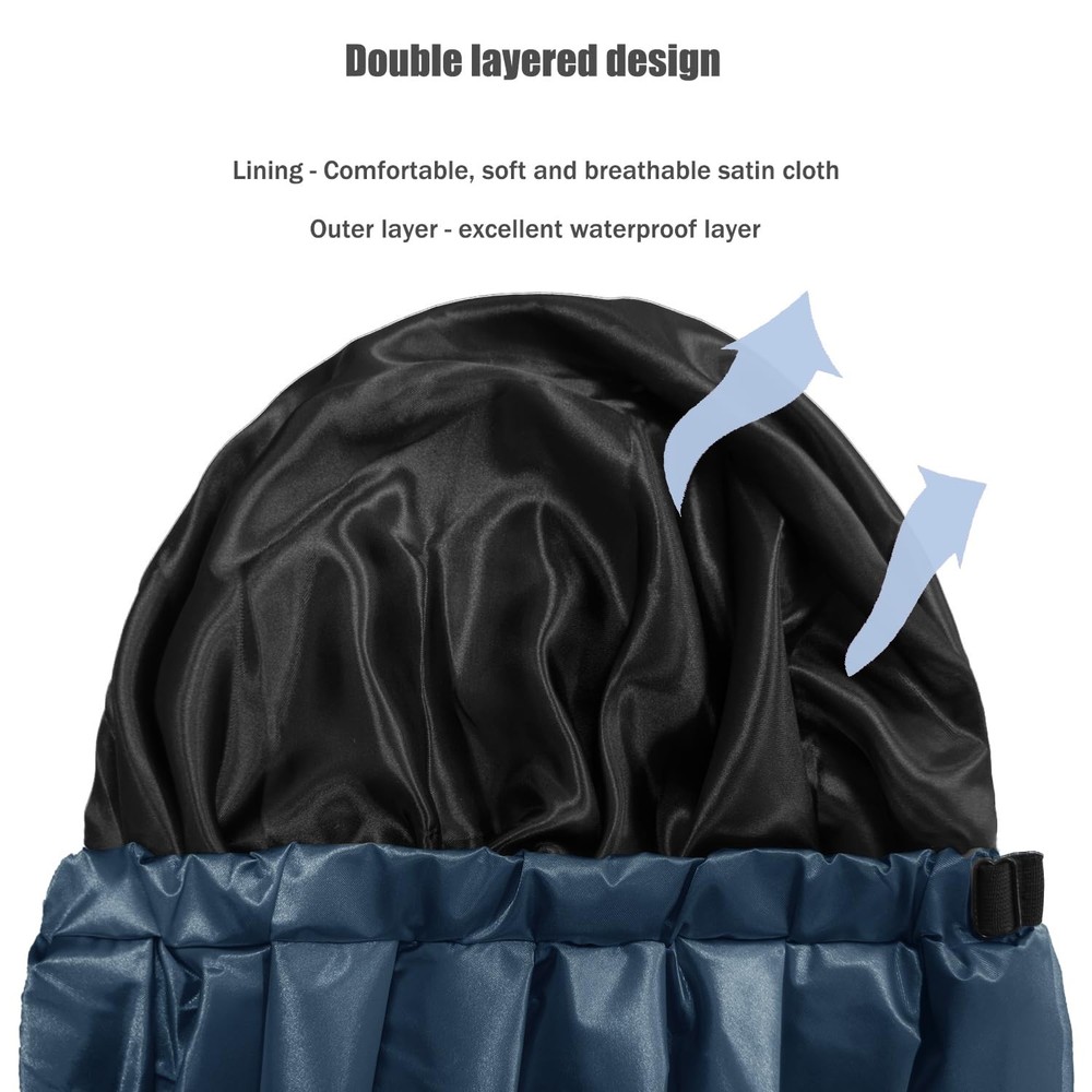 Shower Cap,100% Real Satin Lined Caps,Extra Large Cap Navy blue