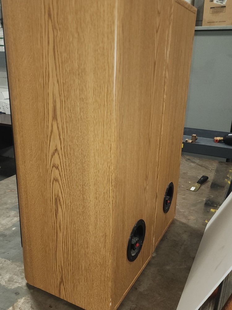 INFINITY SL40 TOWER SPEAKERS SOLID OAK VERIFIED WORKING SOUND SYSTEM Vtg Speaker