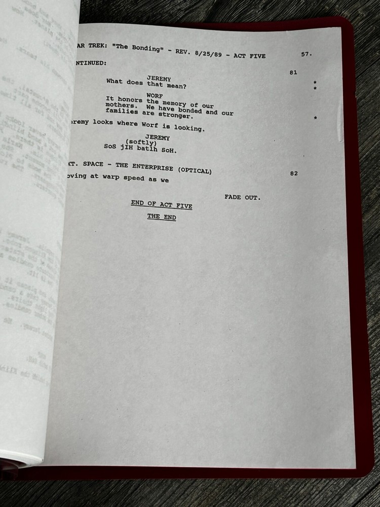STAR TREK Script The Next Generation The Bonding Revised Final Draft Aug 23 1989