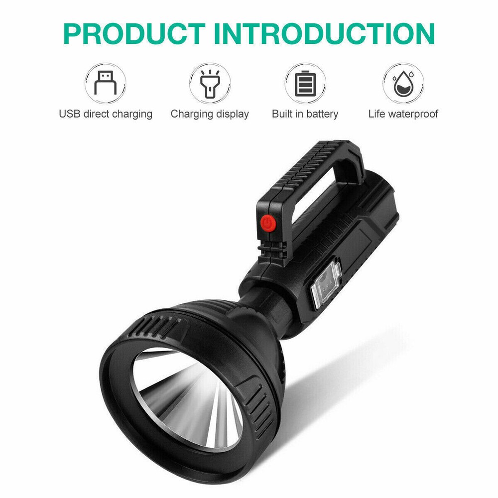Rechargeable LED Searchlight Portable Super Bright Handheld Spotlight Flashlight