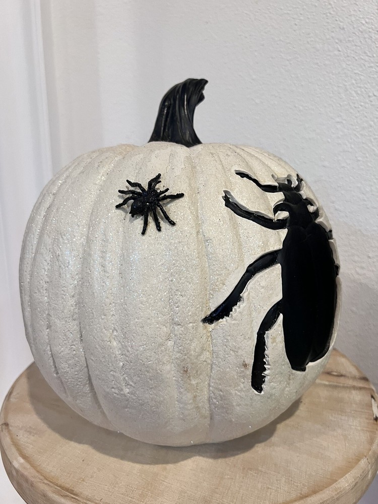 13” Spider Pumpkin - White Glitter