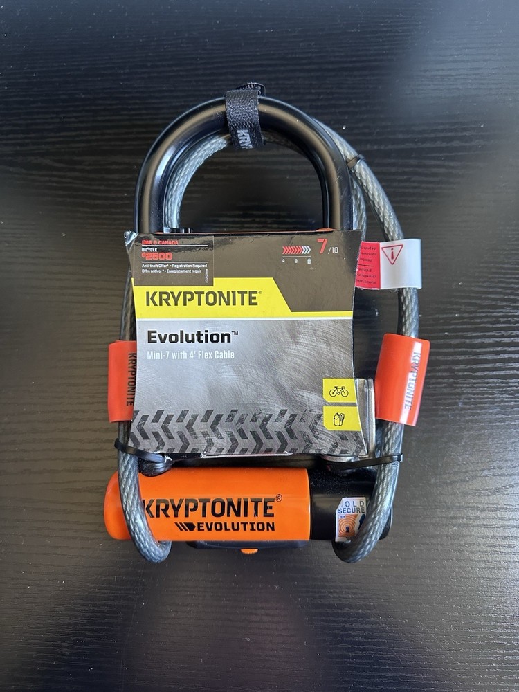 Krytonite Evolution Mini 7 U  U-Lock 4' Cable Bracket Flex